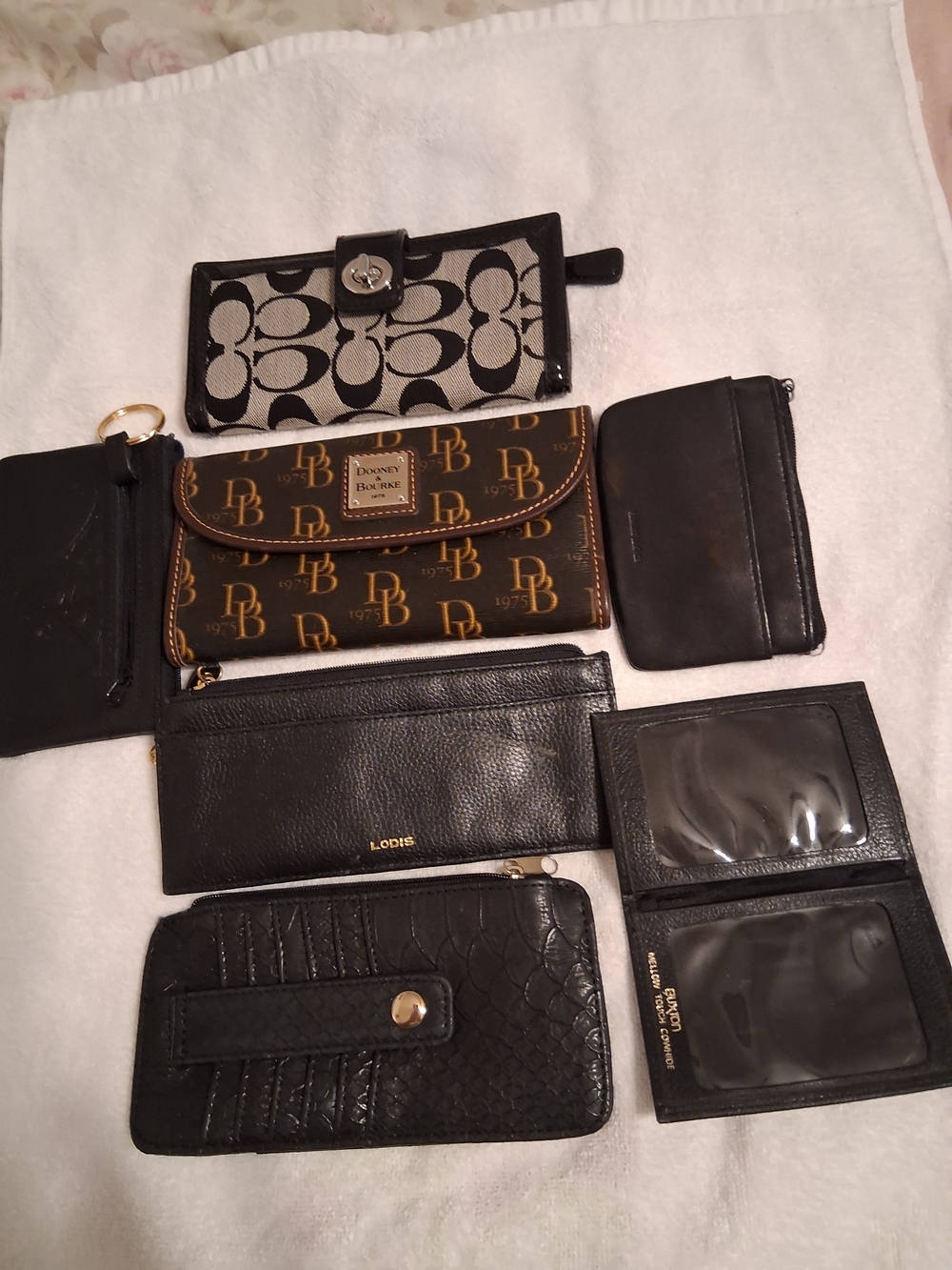 Dooney & Bourke Brown Logo Wallet + Black Leather Wallets Bundle